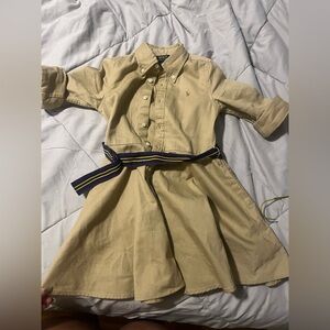 Polo by Ralph Lauren Kids Beige Dress with Navy Belt